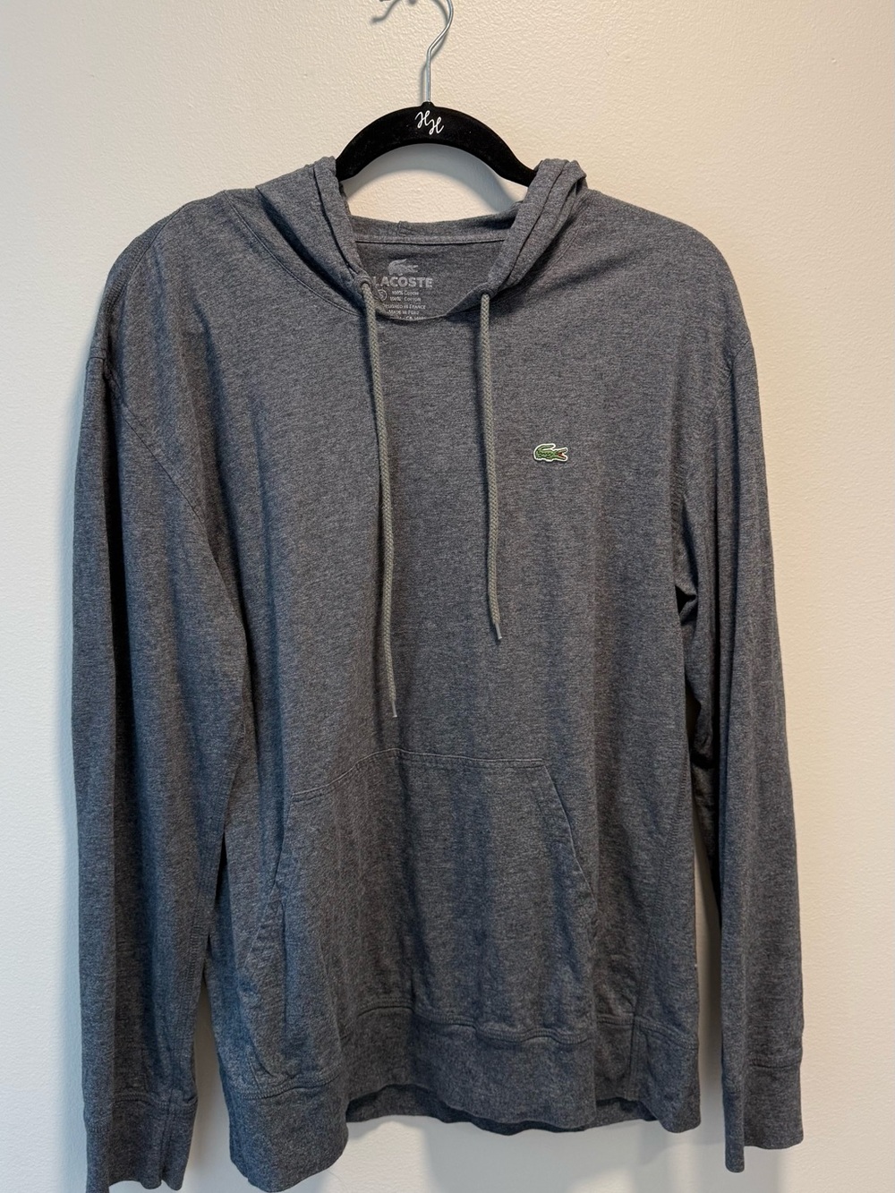 Lacoste Men's Charcoal Gray Lightweight Hooded Pullover